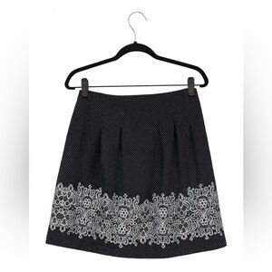 Ann Taylor Loft Skirt Womens Size 0 Black Polka Dot A-Line Lined Cotton Skirt